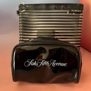 Saks Fifth Avenue Glossy Black Toiletry Bag Set